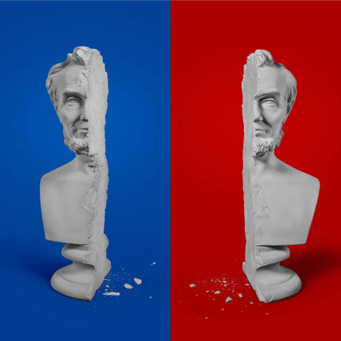 Busto partido en dos de Abraham Lincoln