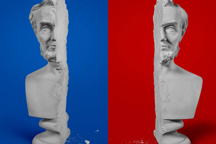 Busto partido en dos de Abraham Lincoln