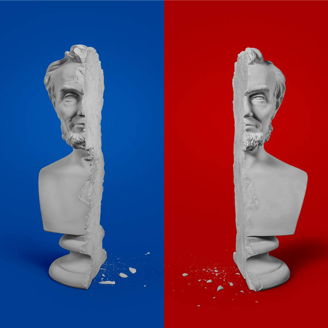 Busto partido en dos de Abraham Lincoln