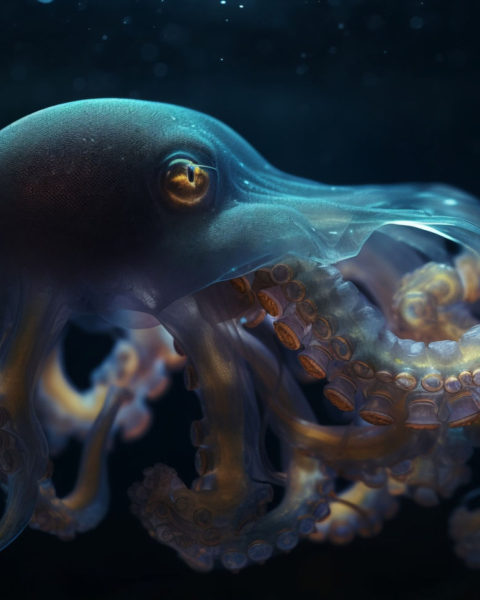 Pulpo en el fondo del mar