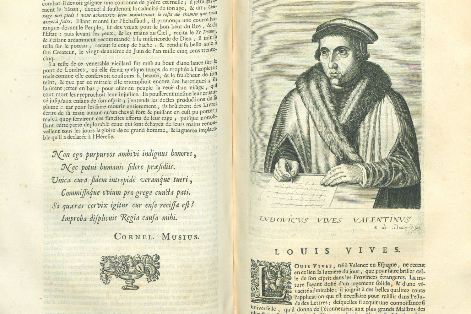Extracto del libro ‘Academie des sciences et des arts’, en el que se habla de la figura de Juan Luis Vives. National Library of Poland/Wikimedia Commons