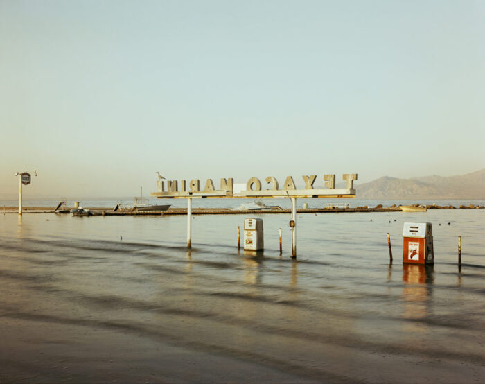Submerged gas pumps, Salton Sea (1983).
