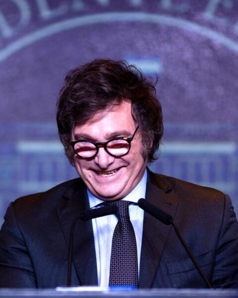 Javier Milei, durante su discurso tras ganar las elecciones en Argentina.