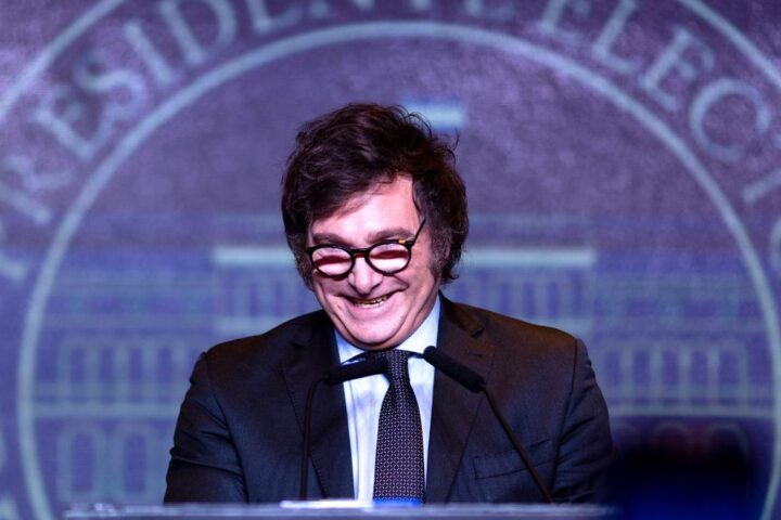 Javier Milei, durante su discurso tras ganar las elecciones en Argentina.