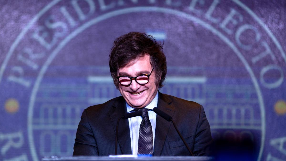 Javier Milei, durante su discurso tras ganar las elecciones en Argentina.