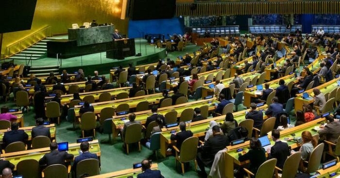 Vista general de la 45ª sesión plenaria de la reanudación de la 10ª Sesión Especial de Emergencia de la Asamblea General sobre “Medidas ilegales israelíes en la Jerusalén Oriental ocupada y el resto del Territorio Palestino Ocupado”. ONU / Loey Felipe