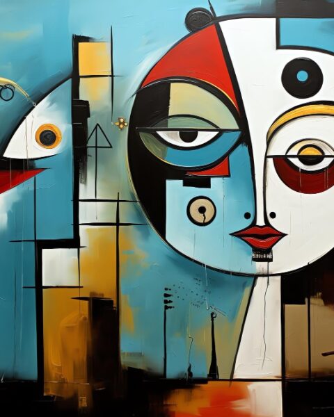 Cabeza pintada de colores Imagen generada por IA