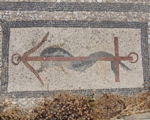 Mosaico del barrio del Teatro en Delos, Grecia. Olaf Tausch/Wikimedia Commons, CC BY
