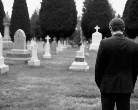 Hombre en cementerio