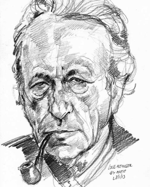 Dibujo de Louis Althusser por Arturo Espinosa (2013), licenciado bajo Creative Commons Attribution 2.0. Wikimedia Commons.