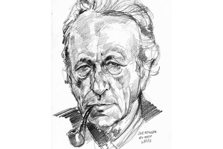 Dibujo de Louis Althusser por Arturo Espinosa (2013), licenciado bajo Creative Commons Attribution 2.0. Wikimedia Commons.