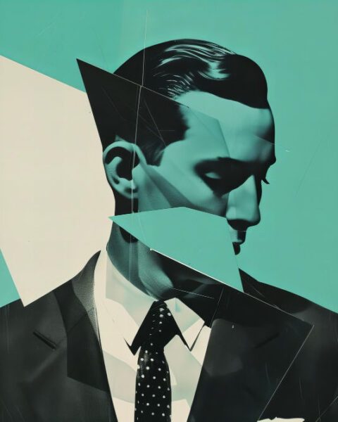 Hombre geométricamente fragmentado