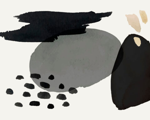 Vector de elemento de acuarela en negro y gris que representa la diferencia entre arte y bodrio.