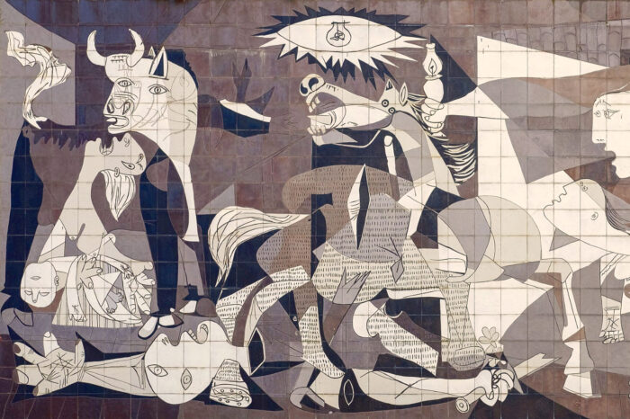 Reproduction of Guernica on a tiled wall, Guernica, Spain (PPL3-Altered)