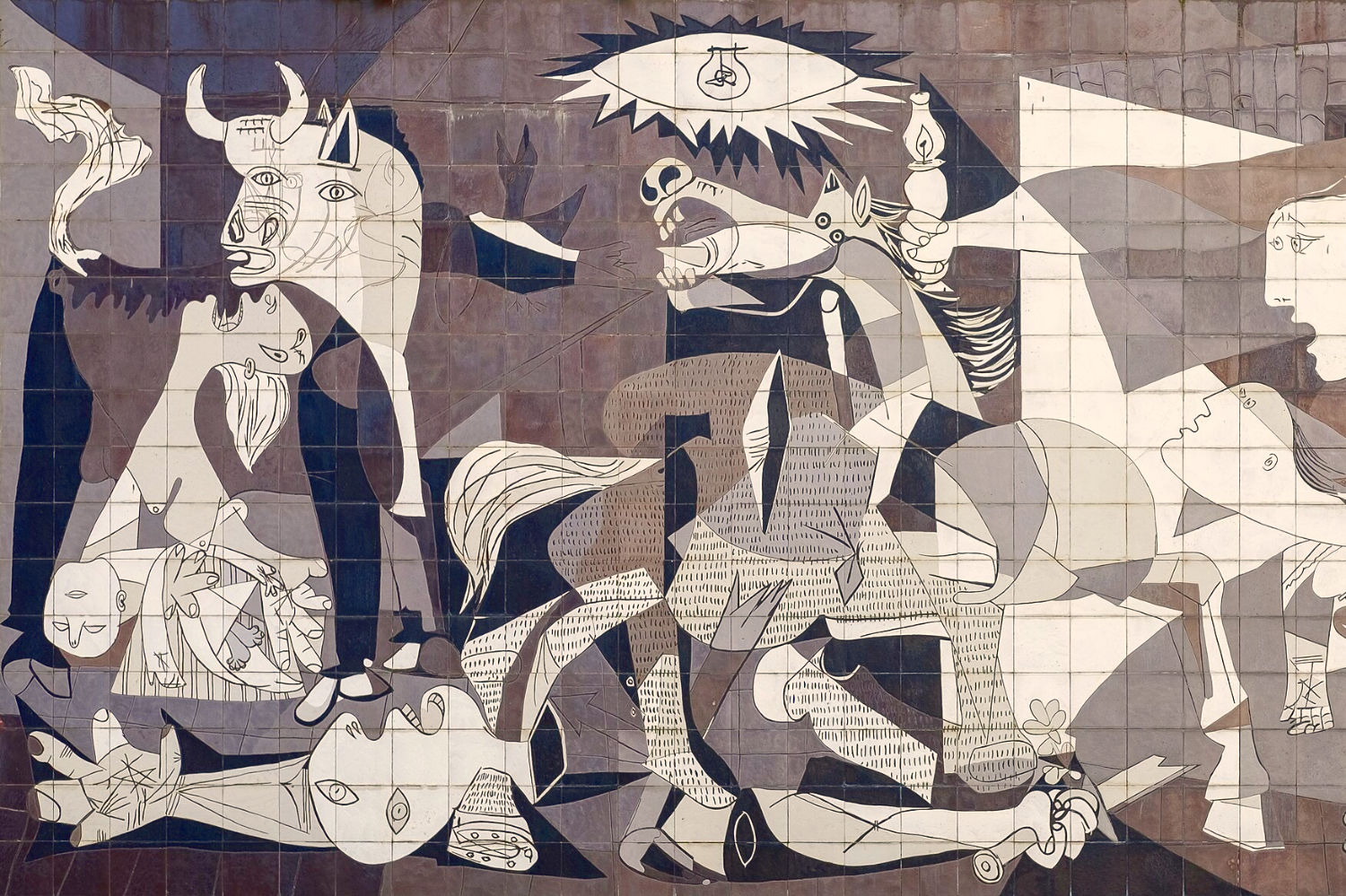 Reproduction of Guernica on a tiled wall, Guernica, Spain (PPL3-Altered)