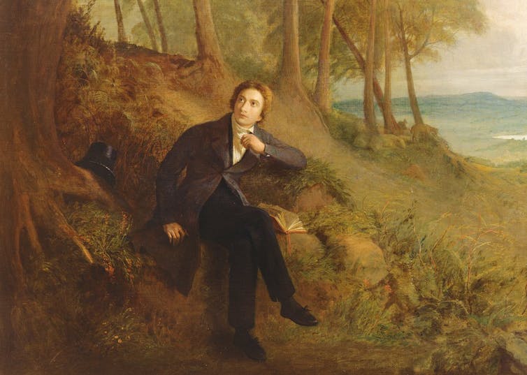 Keats escuchando a un ruiseñor en Hampstead Heath, de Joseph Severn. 1845.