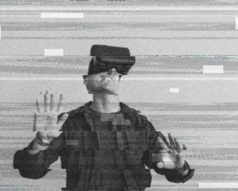 Hombre usando VR en fallo digital