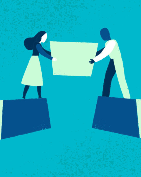 Ilustración para representar reciprocidad, cooperación.