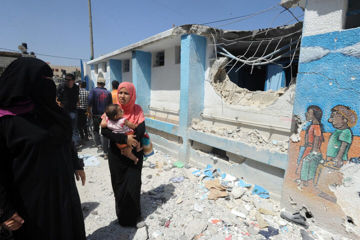 Mujer y bebe en Gaza