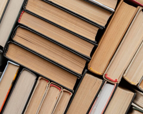 Vista superior disposición de los libros