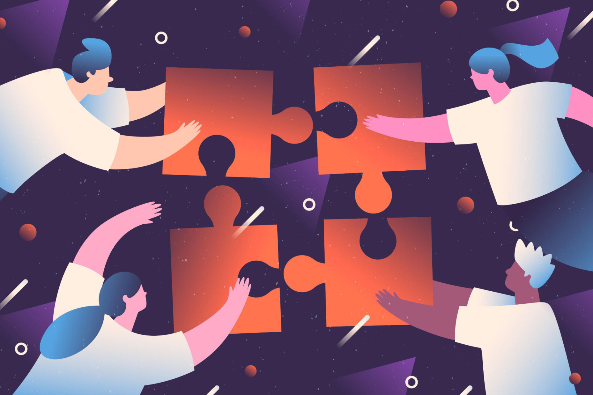 Ilustración de personas trabajando en equipo
