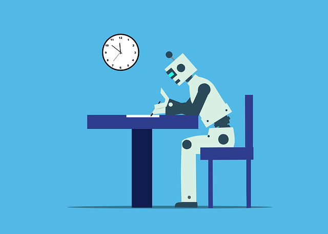 Robot trabajando en una oficina