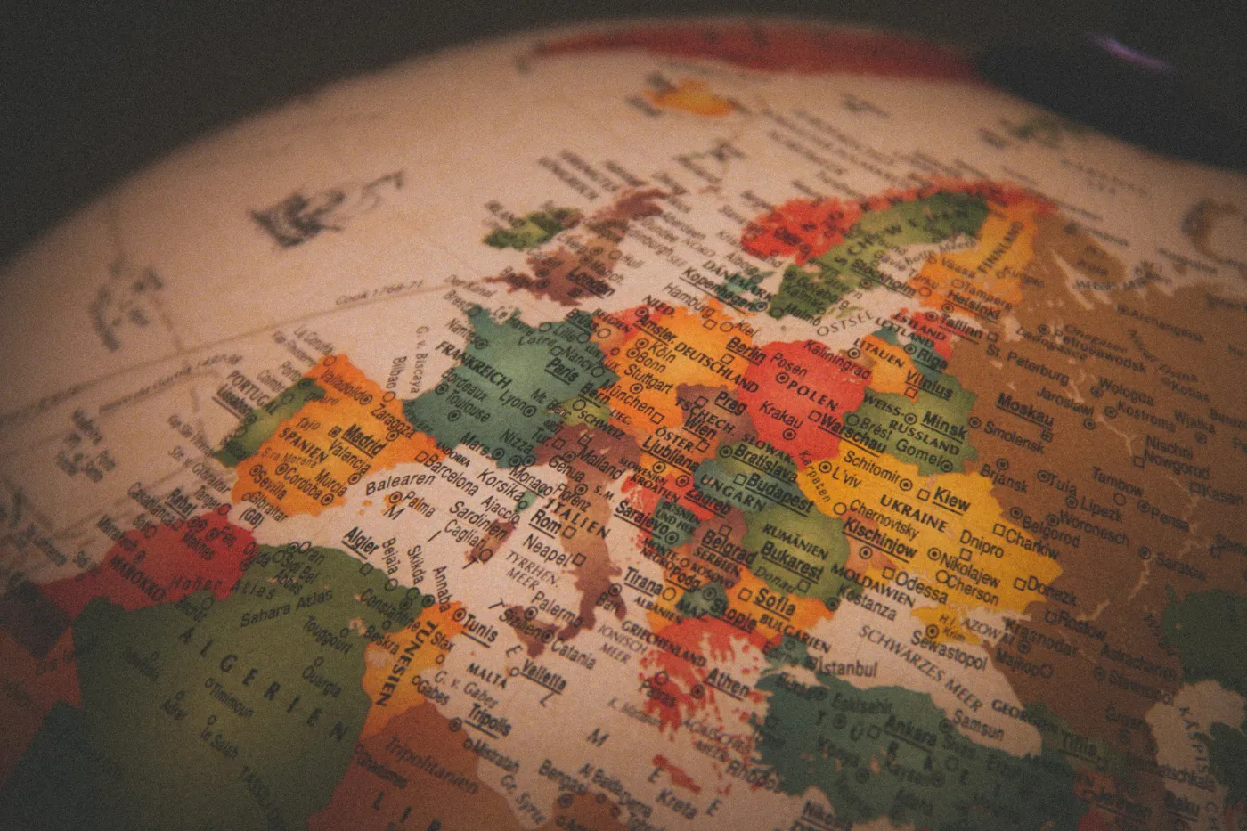 Globo terraqueo, sección Europa