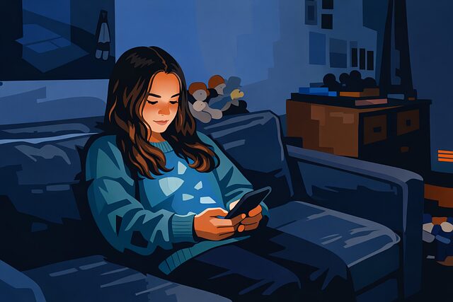 Adolescente mirando el telefono movil