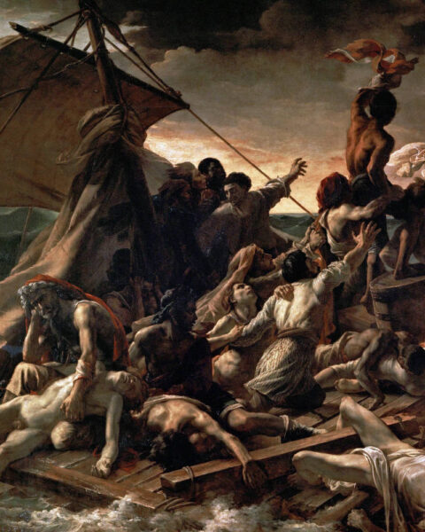 Théodore Géricault, La balsa de la Medusa (1818–1819). Óleo sobre lienzo, Museo del Louvre. Imagen: Wikimedia Commons.