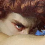 Alexandre Cabanel, El ángel caído, 1847. La mirada del ángel concentra una ira nacida de la derrota, la humillación y el orgullo herido.