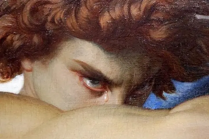 Alexandre Cabanel, *El ángel caído*, 1847. La mirada del ángel concentra una ira nacida de la derrota, la humillación y el orgullo herido.